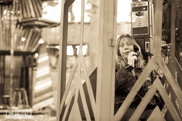  Rickie Lee Jones uses the pay phone on site to sing through it